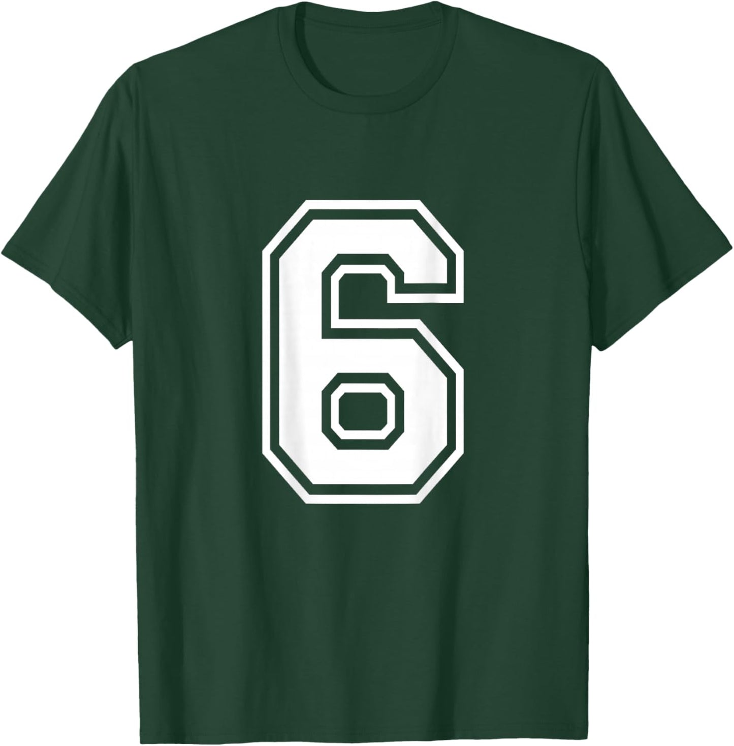 Number 6 Shirt Sports Player Number BACK of Shirt T-Shirt - T-Shirt | Forest