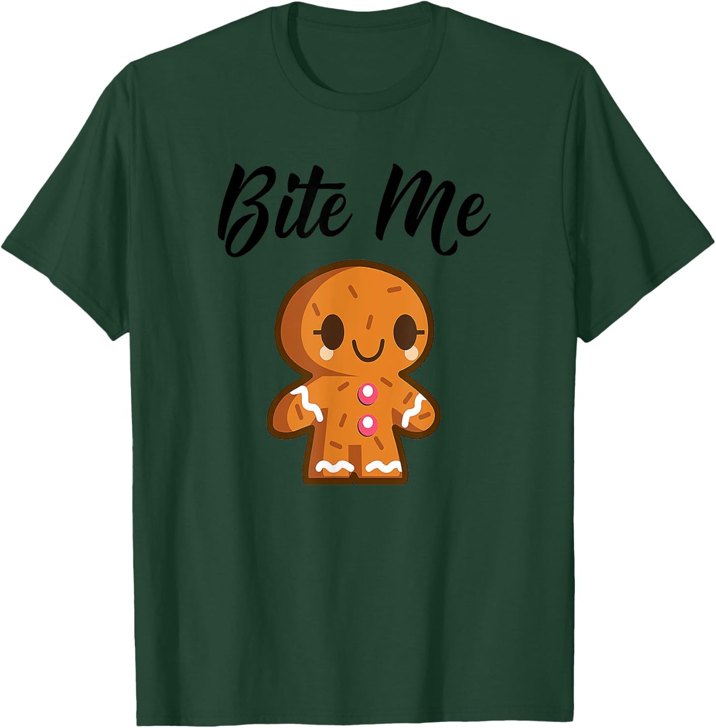 Gingerbread Man Christmas Bite Me Humorous Holiday T-Shirt - T-Shirt | Forest