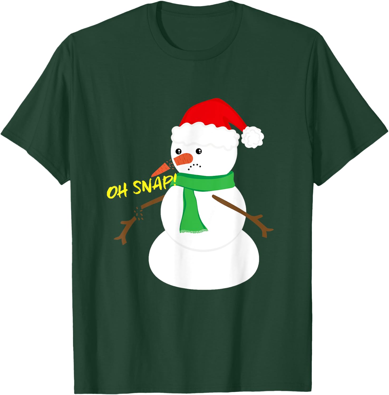 Oh Snap! Broken Nose Arm Snowman Christmas T-Shirt - T-Shirt | Forest