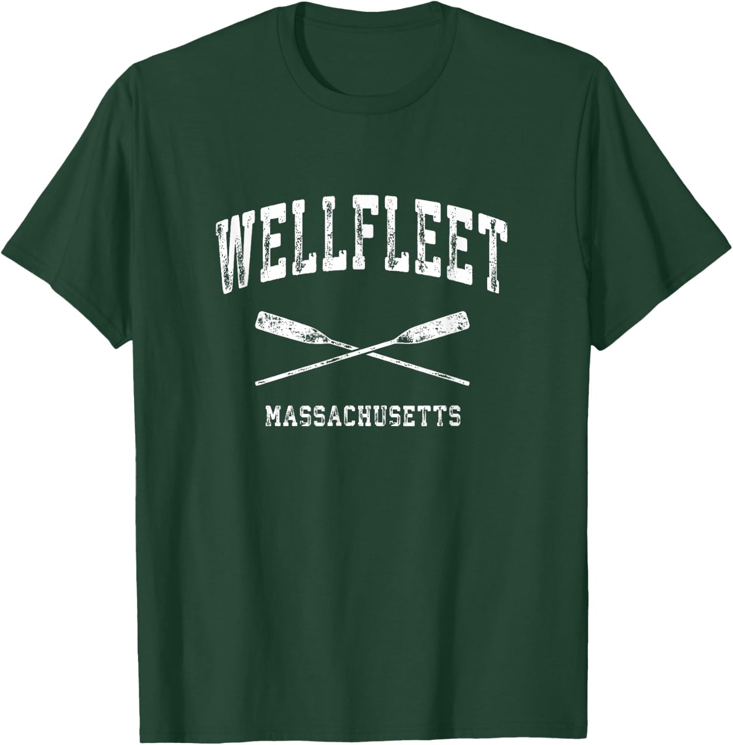 Wellfleet Massachusetts Vintage Nautical Crossed Oars T-Shirt - T-Shirt | Forest