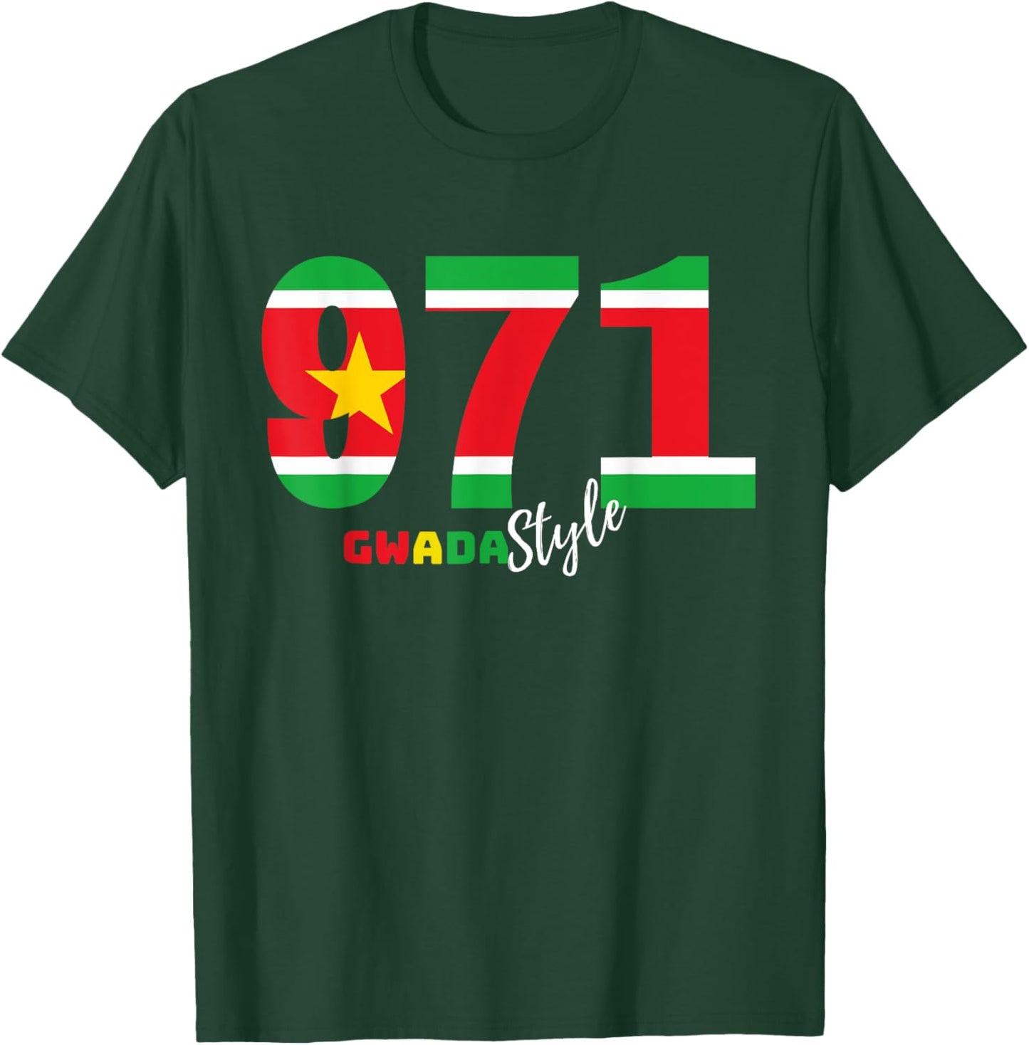 Guadeloupe 971 GwadaStyle - Caribbean Pride Design , Black, S T-Shirt - T-Shirt | Forest