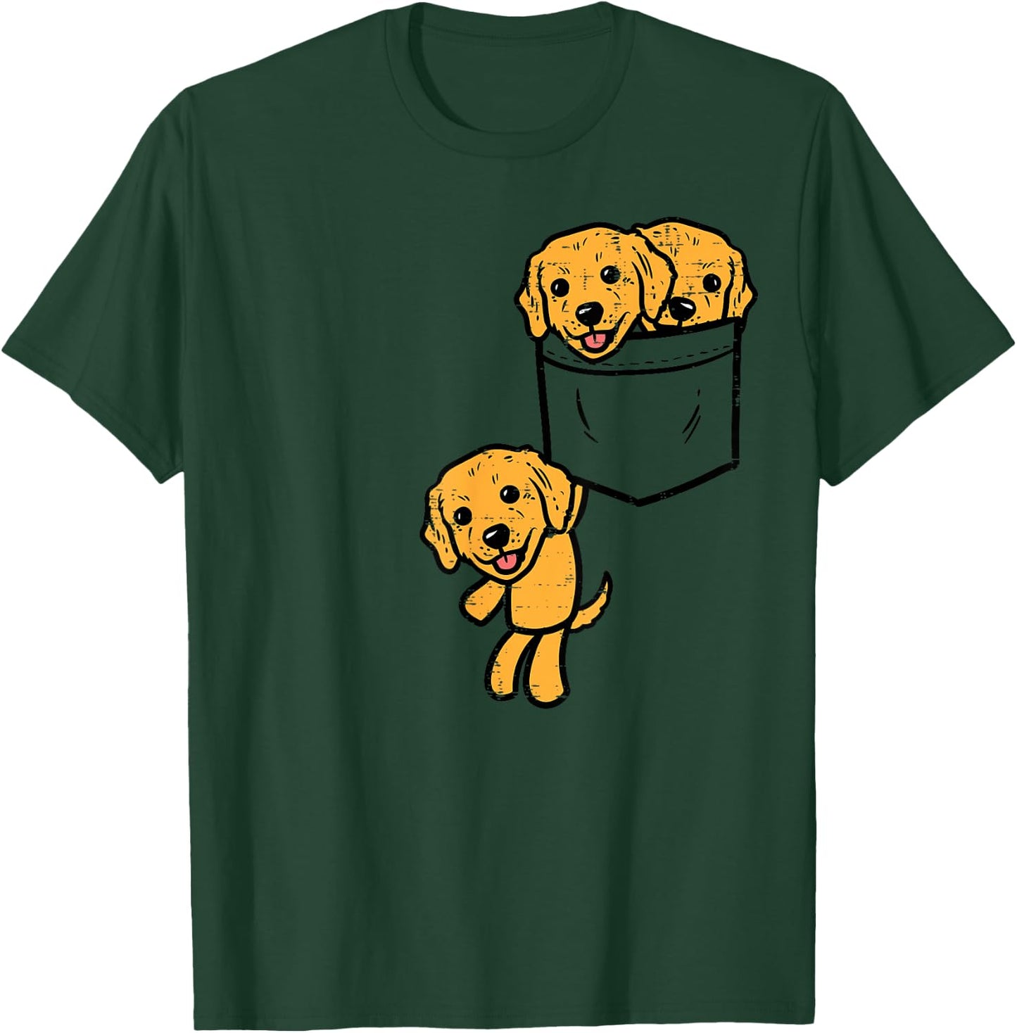 Pocket Golden Retriever Puppies Cute Dog Lover Owner Gift T-Shirt - T-Shirt | Forest