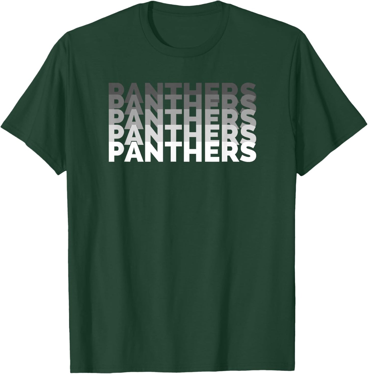 Panther repeat white gray text High School Spirit Fan Wear T-Shirt - T-Shirt | Forest