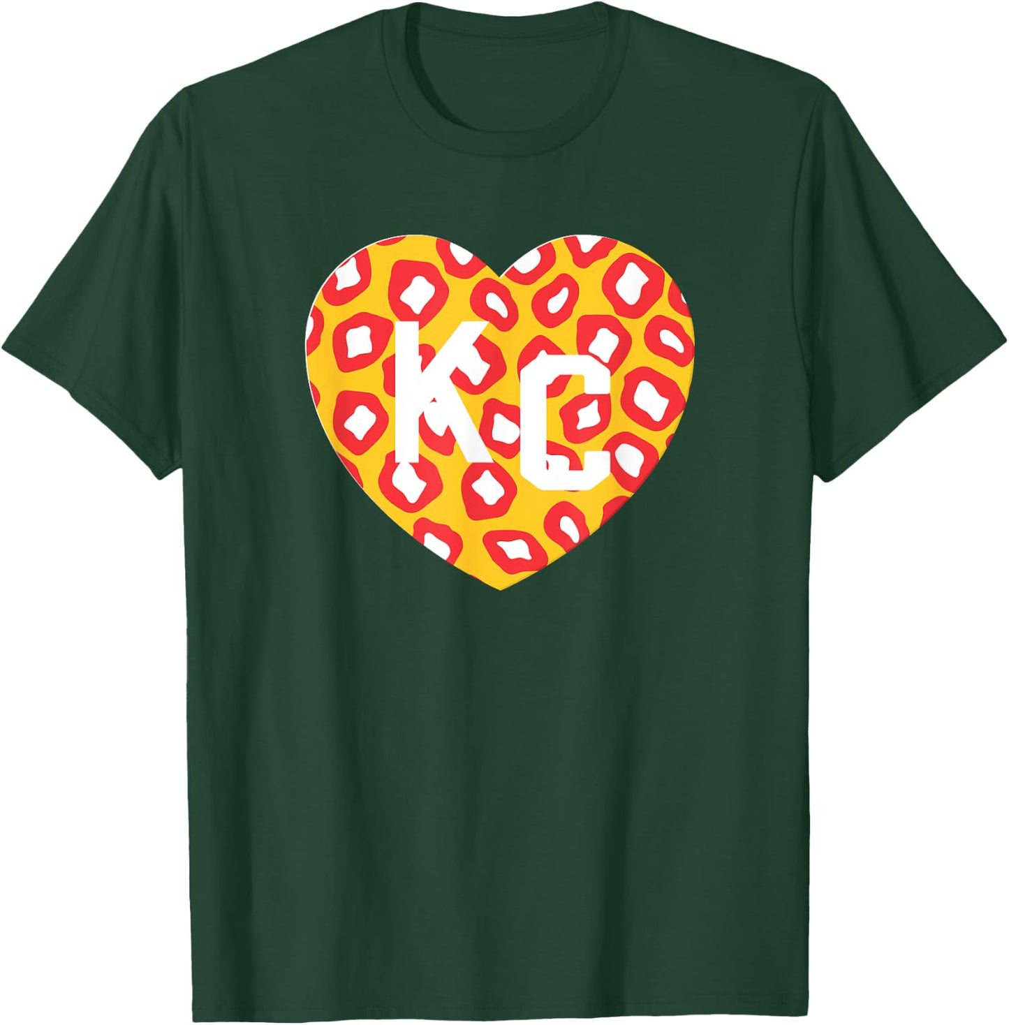 KC Heart Red/Yellow Animal Print Kansas City Hearts Kc Heart T-Shirt - T-Shirt | Forest