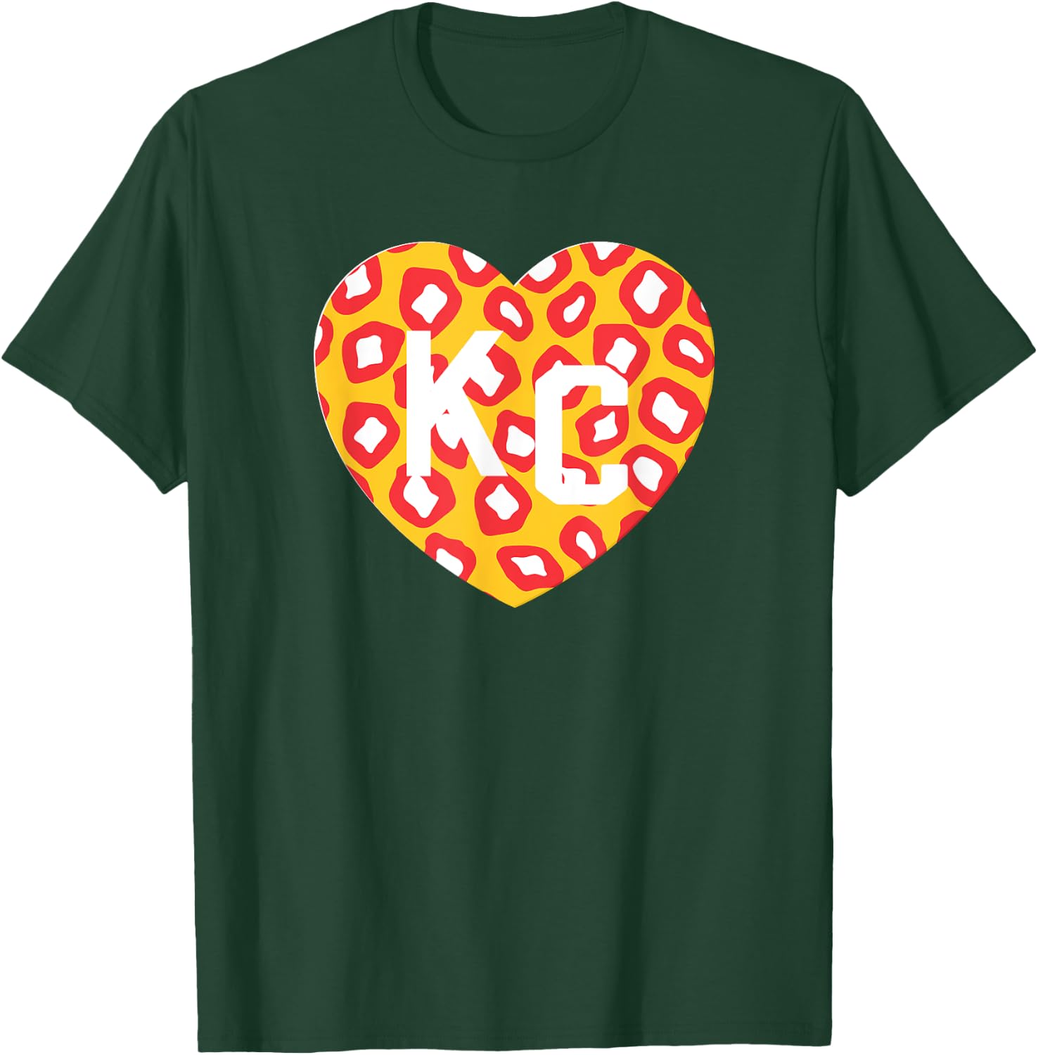 KC Heart Red/Yellow Animal Print Kansas City Hearts Kc Heart T-Shirt - T-Shirt | Forest