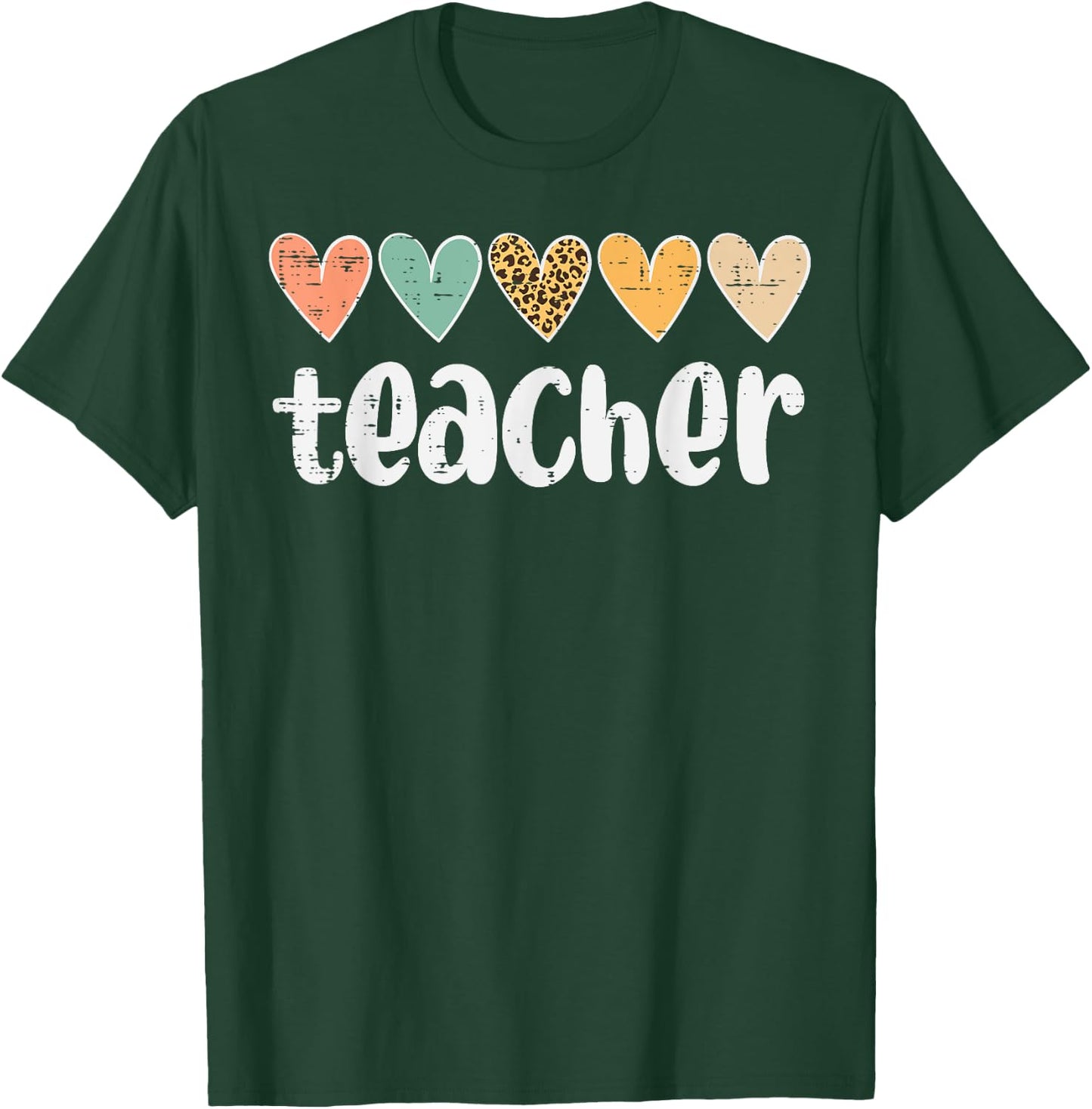 Teacher Hearts Leopard Love Appreciation Educator Women T-Shirt - T-Shirt | Forest