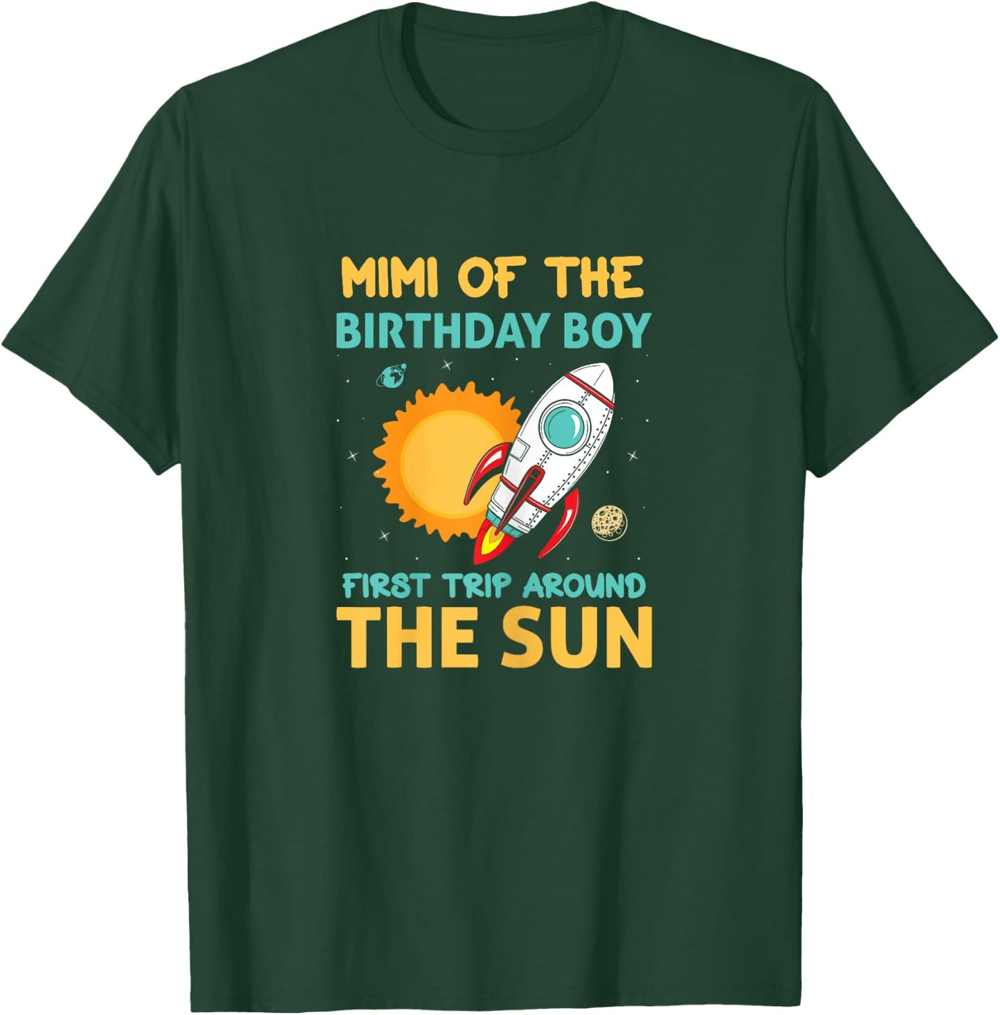 Mimi Of The Birthday Boy First Trip Around The Sun 1st Bday T-Shirt - T-Shirt | Forest