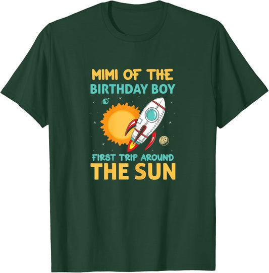 Mimi Of The Birthday Boy First Trip Around The Sun 1st Bday T-Shirt - T-Shirt | Forest