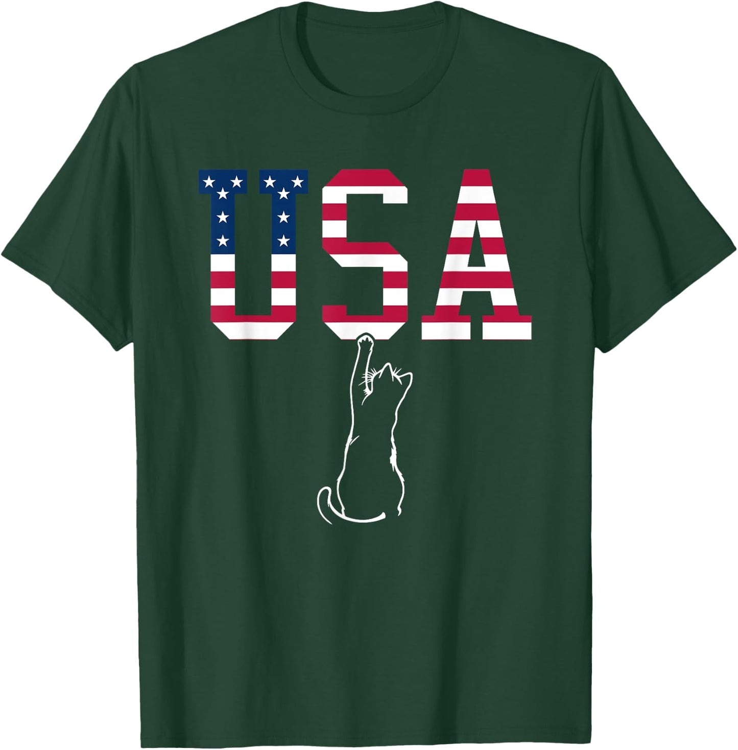 Funny USA Cat Shirt | Funny USA Shirt | USA Kitten T-Shirt - T-Shirt | Forest