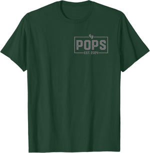 Pops Est. 2024 Pops 2024 Logo New Grandpa Fathers Day T-Shirt - T-Shirt | Forest