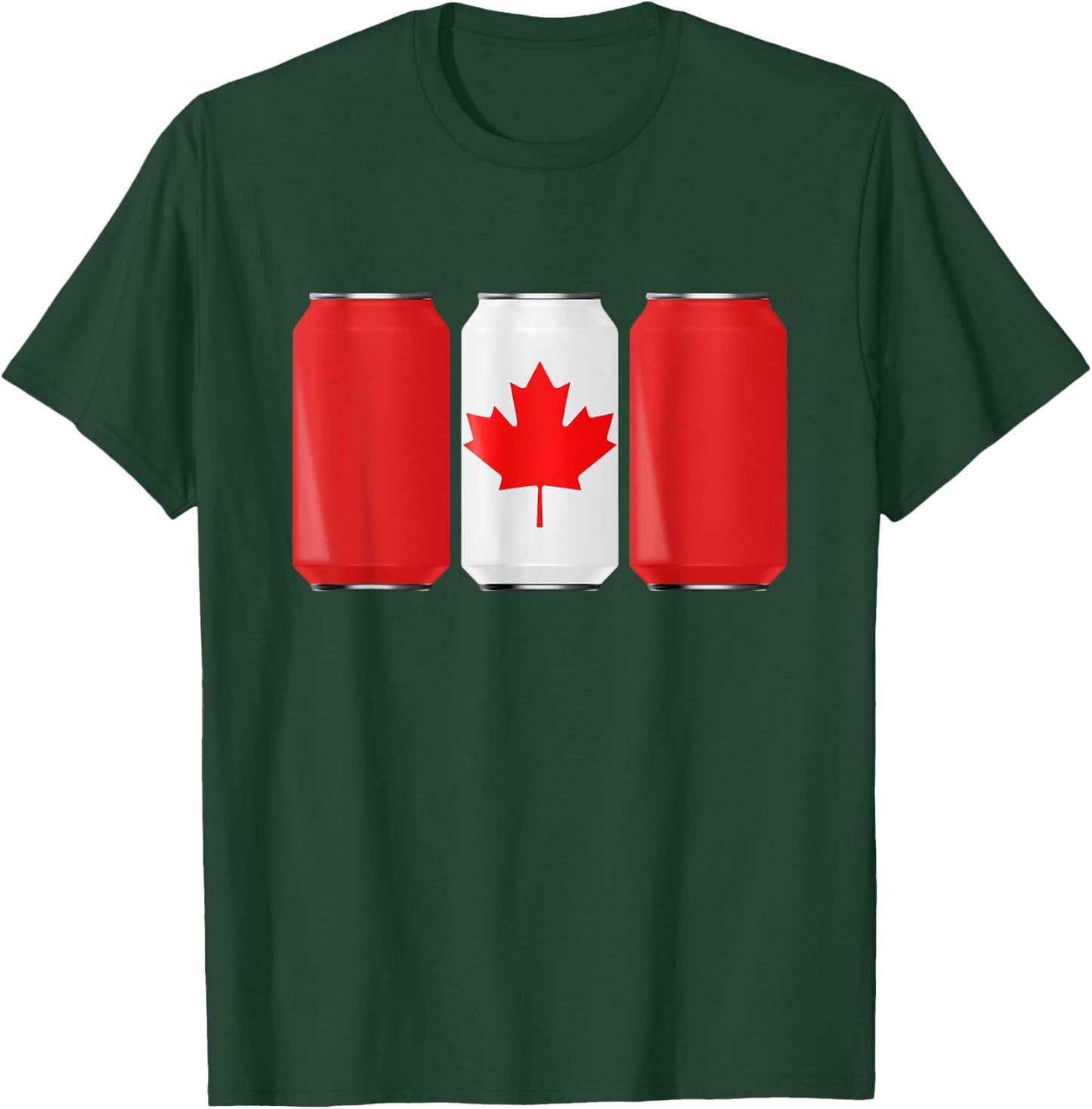 Patriotic Beer Cans Canada w/ Canadian Flag Women Men T-Shirt - T-Shirt | Forest