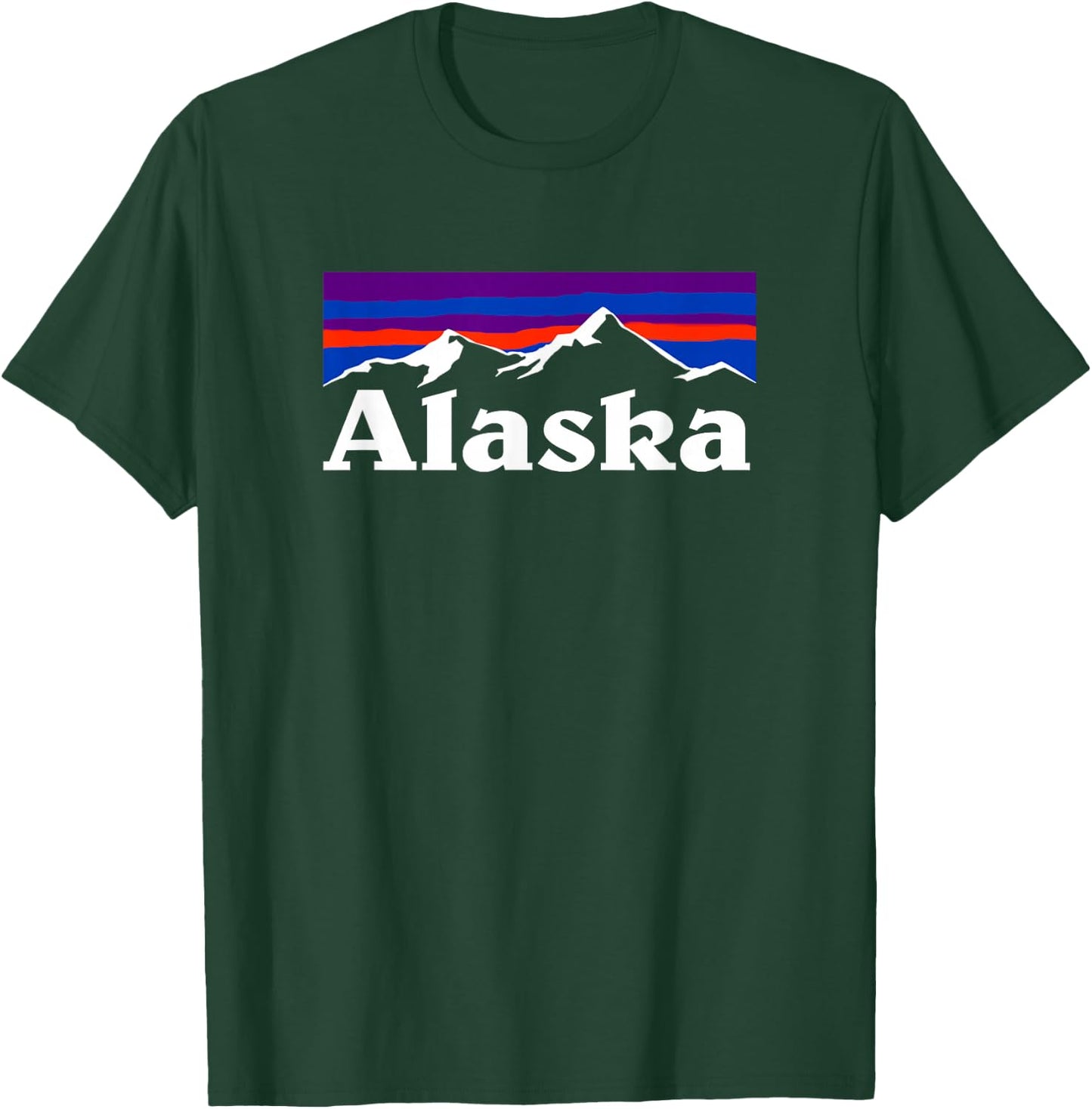 Alaska Retro Vintage Mountains & Outdoors Wilderness State T-Shirt - T-Shirt | Forest