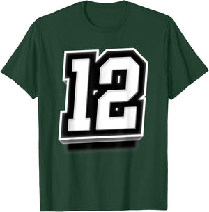Number 12 Sports Team Fan T-Shirt - T-Shirt | Forest