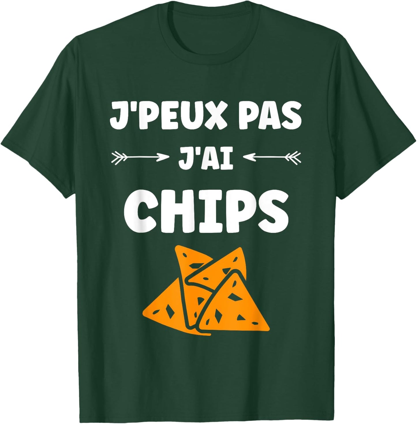 Humour Chips potato food J'peux pas j'ai chips , Black, S T-Shirt - T-Shirt | Forest