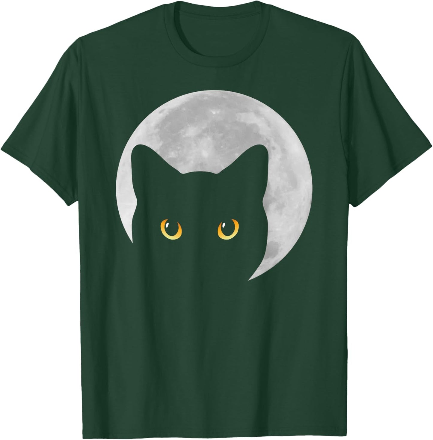 Black Cat Yellow Eyes Moon Kitten Men Women Kids T-Shirt - T-Shirt | Forest