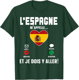 Spain Calls Me Gift Humor Travel Spanish Flag T-Shirt - T-Shirt | Forest