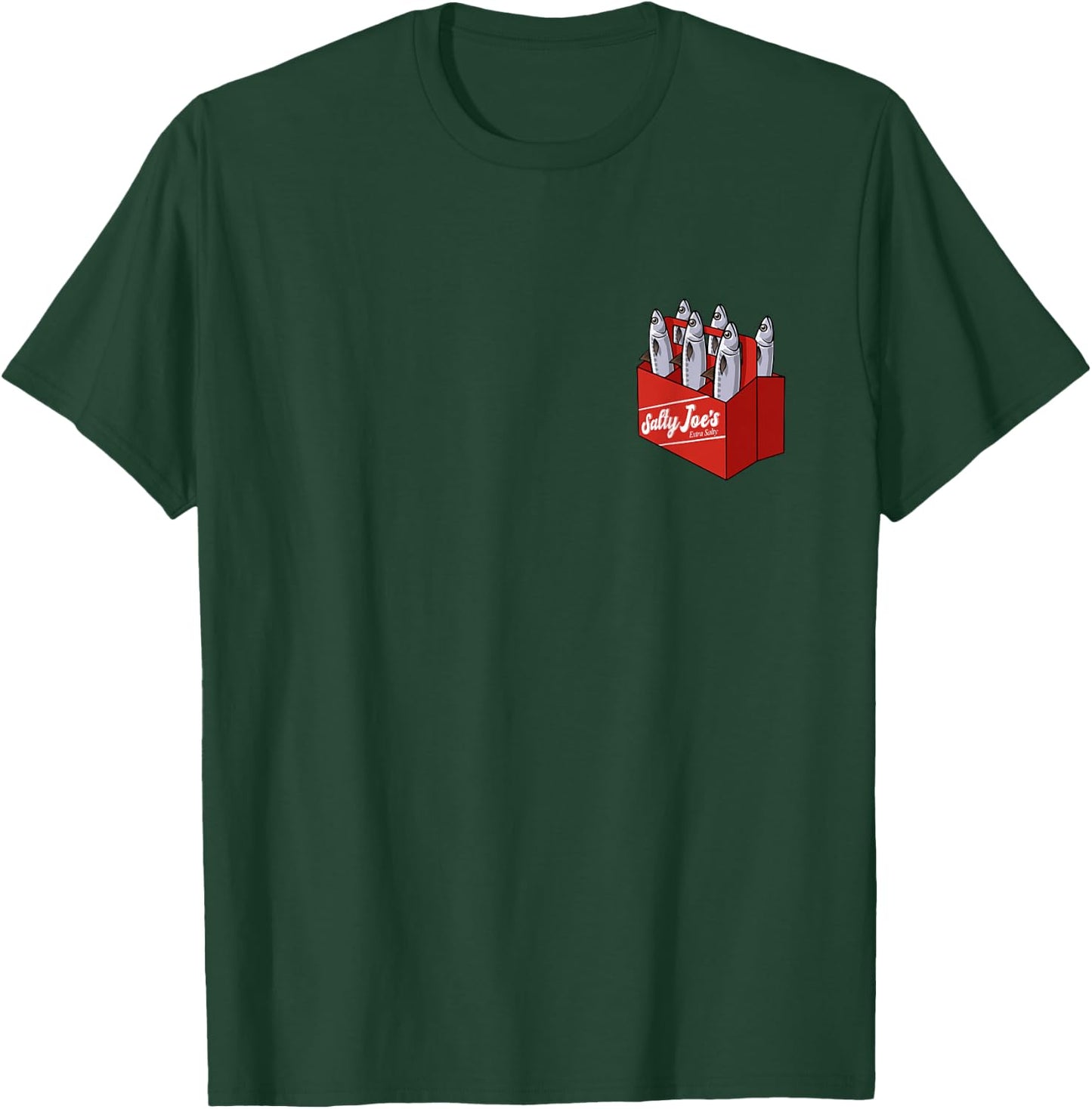 Salty Joe's Six Pack Sardines Logo Graphic T-Shirt - T-Shirt | Forest
