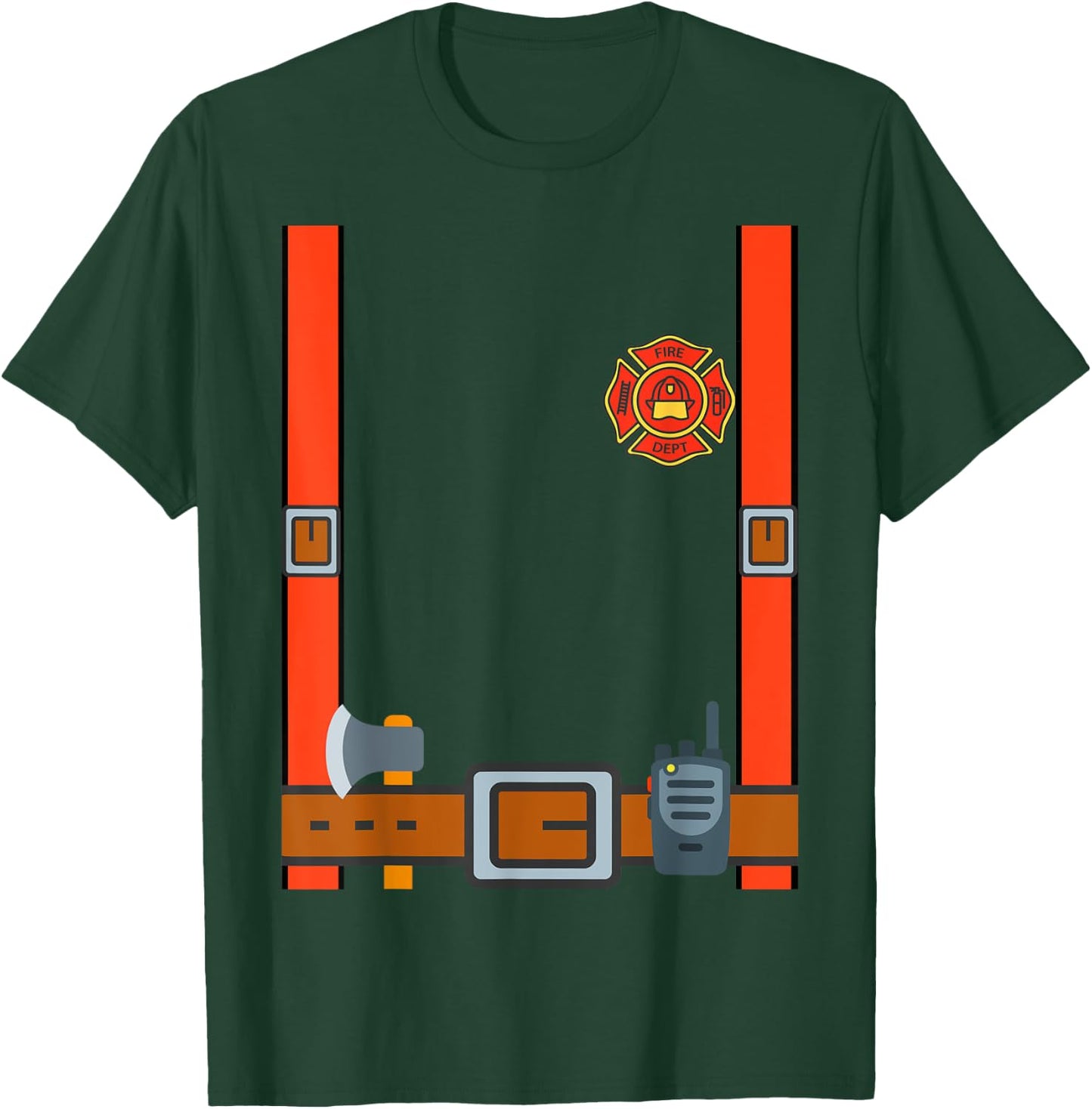 Fireman Halloween DIY Firefighter Uniform Costume Dressup T-Shirt - T-Shirt | Forest