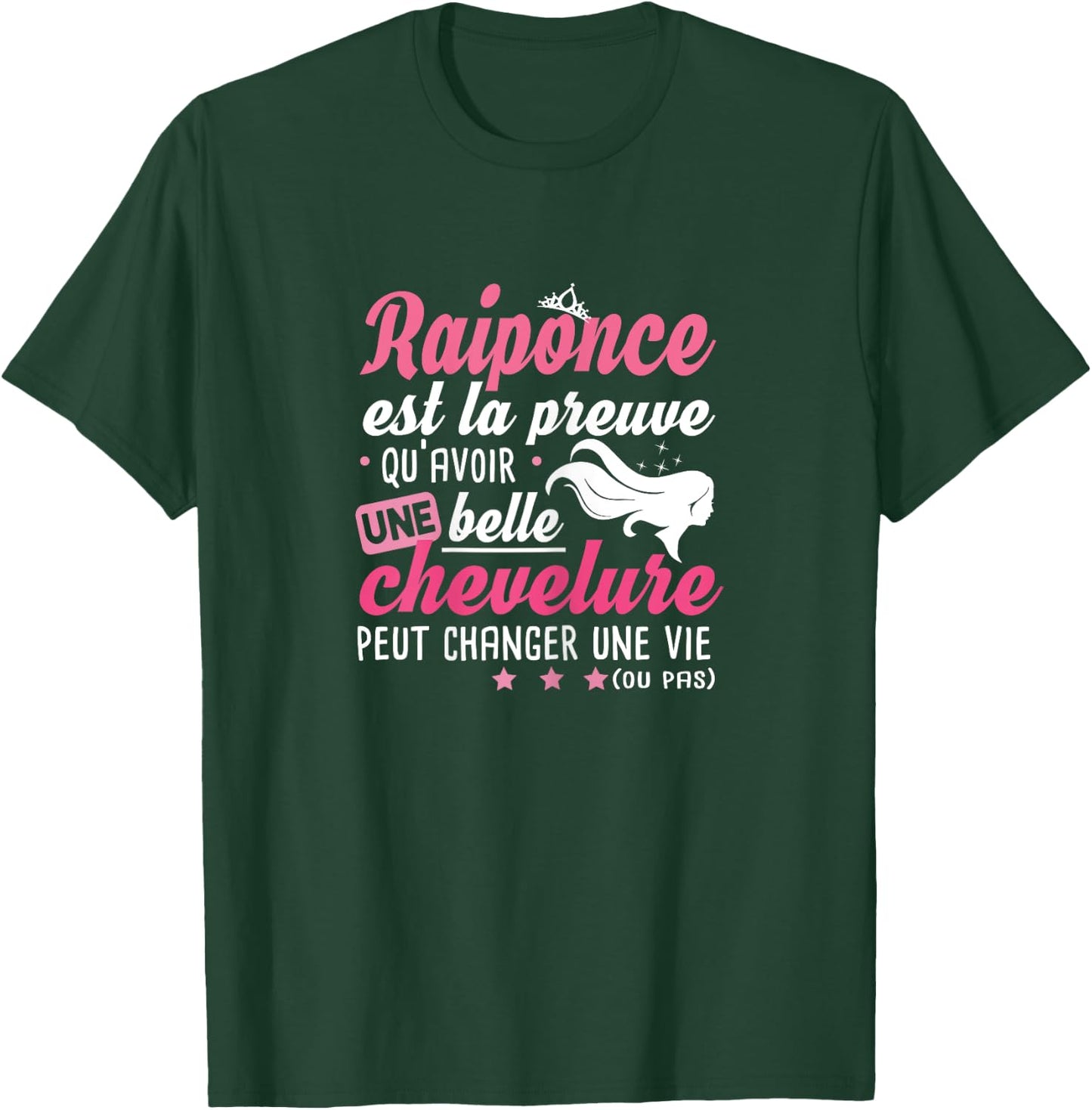 Rapunzel Hair Gift Dressing Table Hairstyle Humour Woman , Black T-Shirt - T-Shirt | Forest
