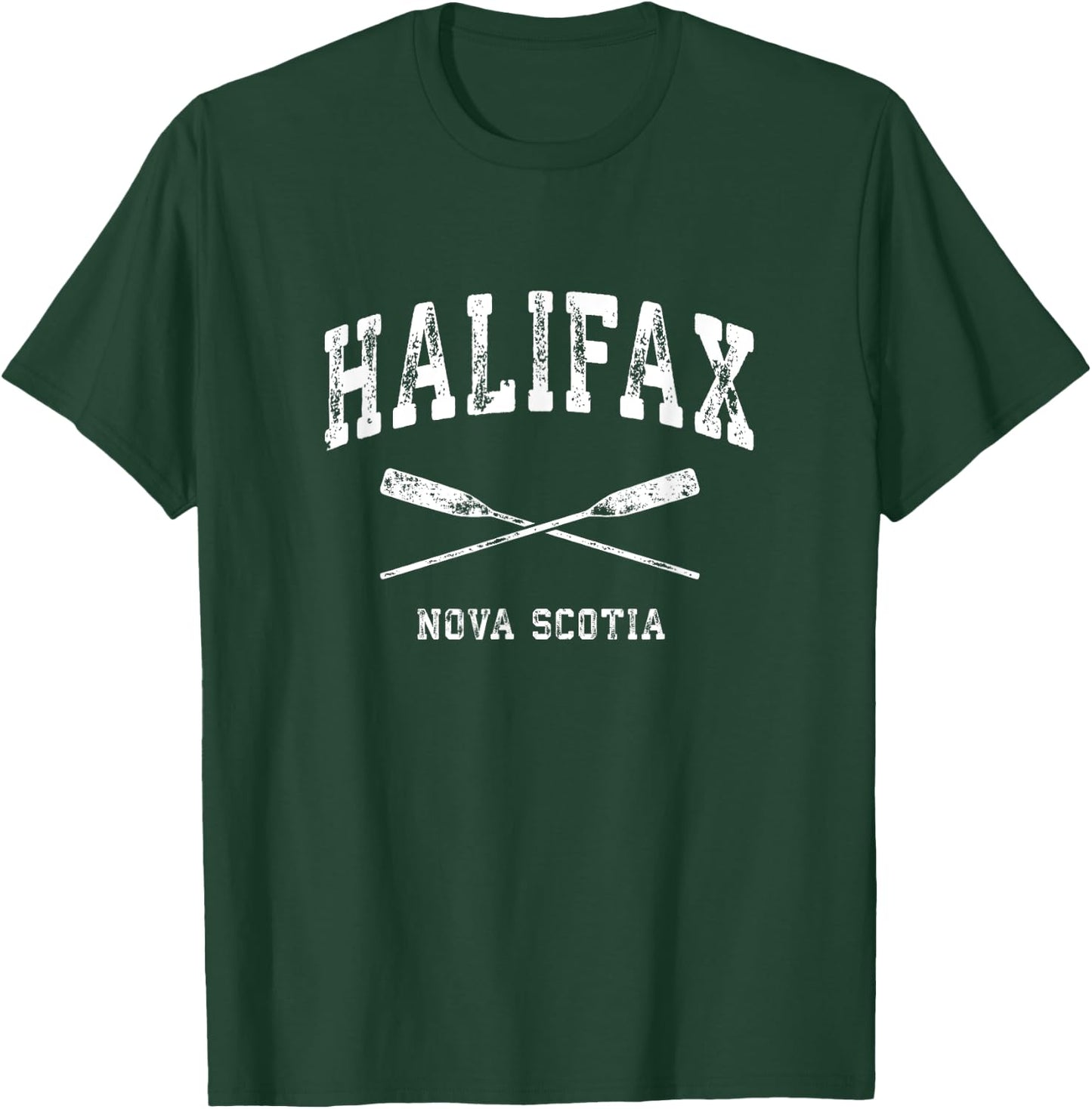 Halifax Nova Scotia Vintage Nautical Crossed Oars T-Shirt - T-Shirt | Forest