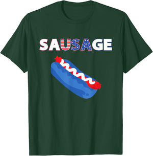 USA Sausage - America Loves Hot Dog - USA Glizzy T-Shirt - T-Shirt | Forest