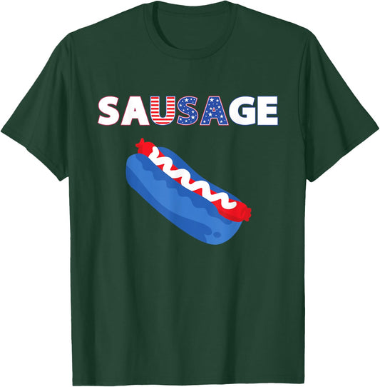 USA Sausage - America Loves Hot Dog - USA Glizzy T-Shirt - T-Shirt | Forest