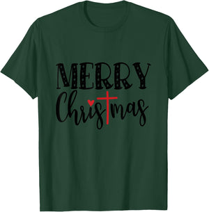 Merry Christmas Cute Christ Christian Religious Holiday T-Shirt - T-Shirt | Forest