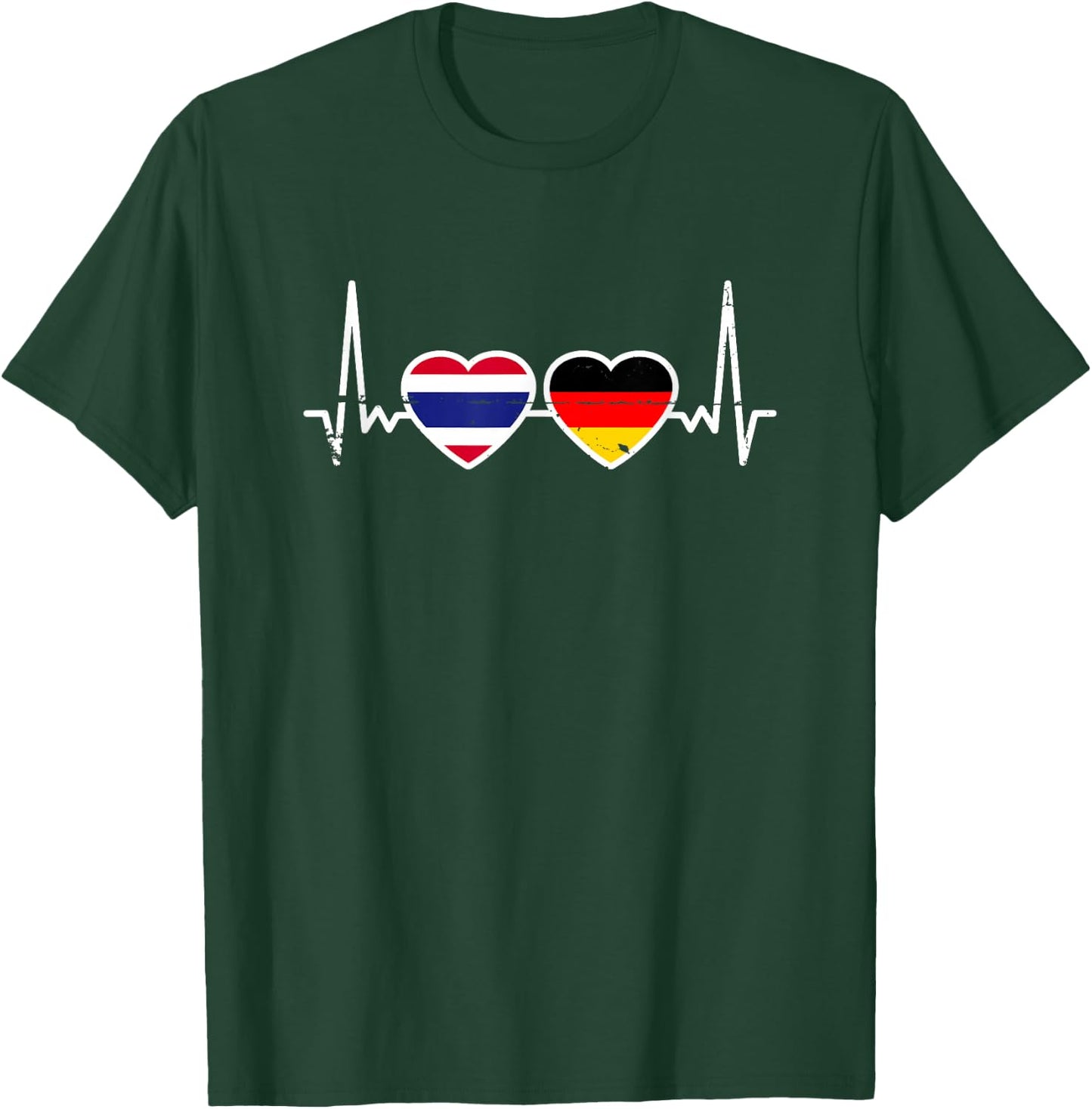 Thailand Deutschland Herzschlag Flagge Deutsch Thailänder T-Shirt - T-Shirt | Forest