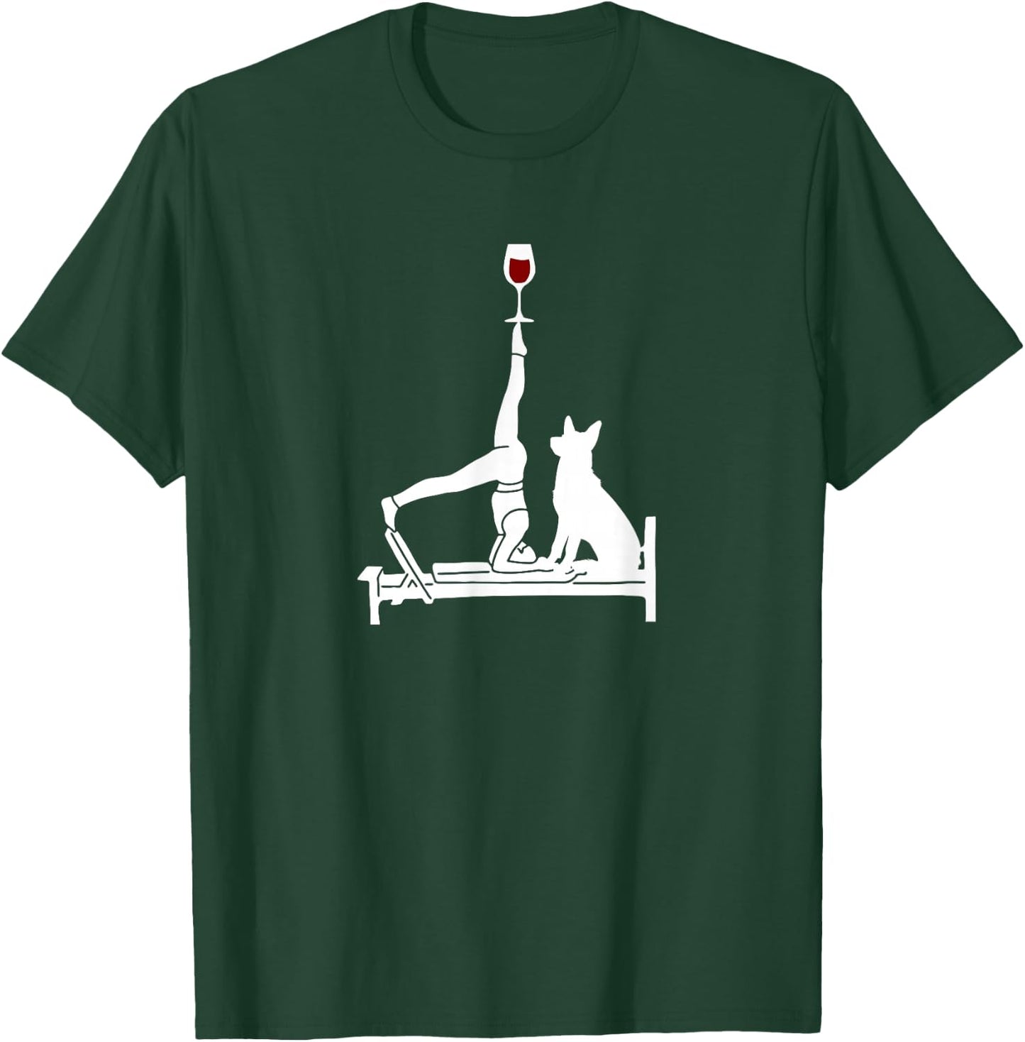 Reformer Pilates wine German Shepherd dog T-Shirt - T-Shirt | Forest