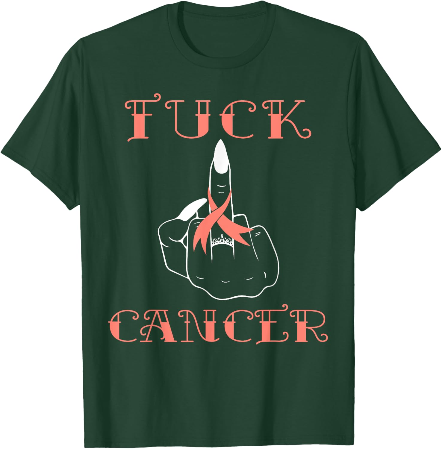Fuck Cancer Tattoos Survivor Peach Ribbon Uterine Cancer T-Shirt - T-Shirt | Forest