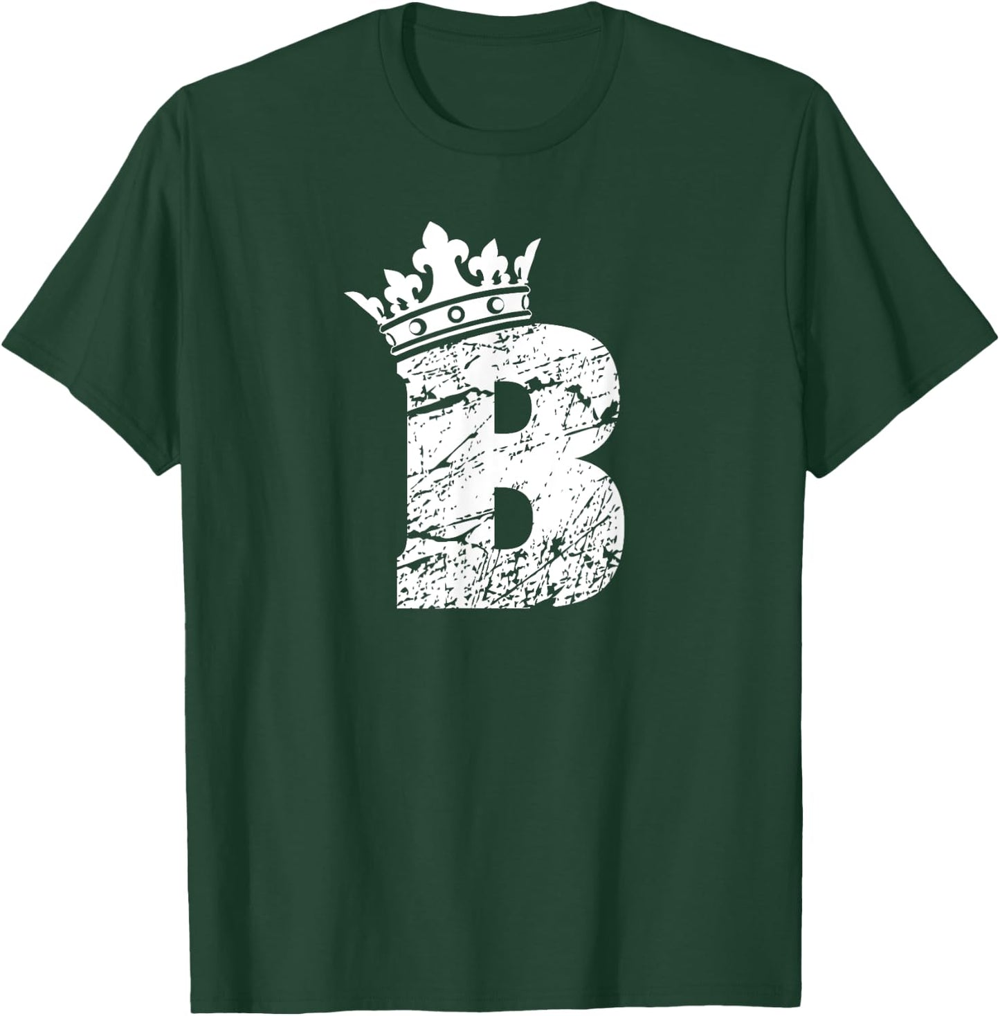 Alphabet T Shirt- Initial Letter B And King Queen Crown T-Shirt - T-Shirt | Forest