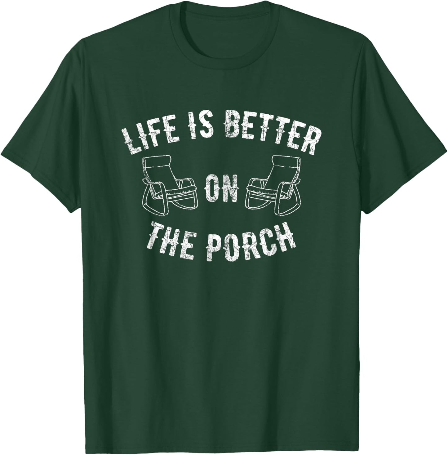 Funny life is better on the porch Vintage Gift Family T-Shirt - T-Shirt | Forest