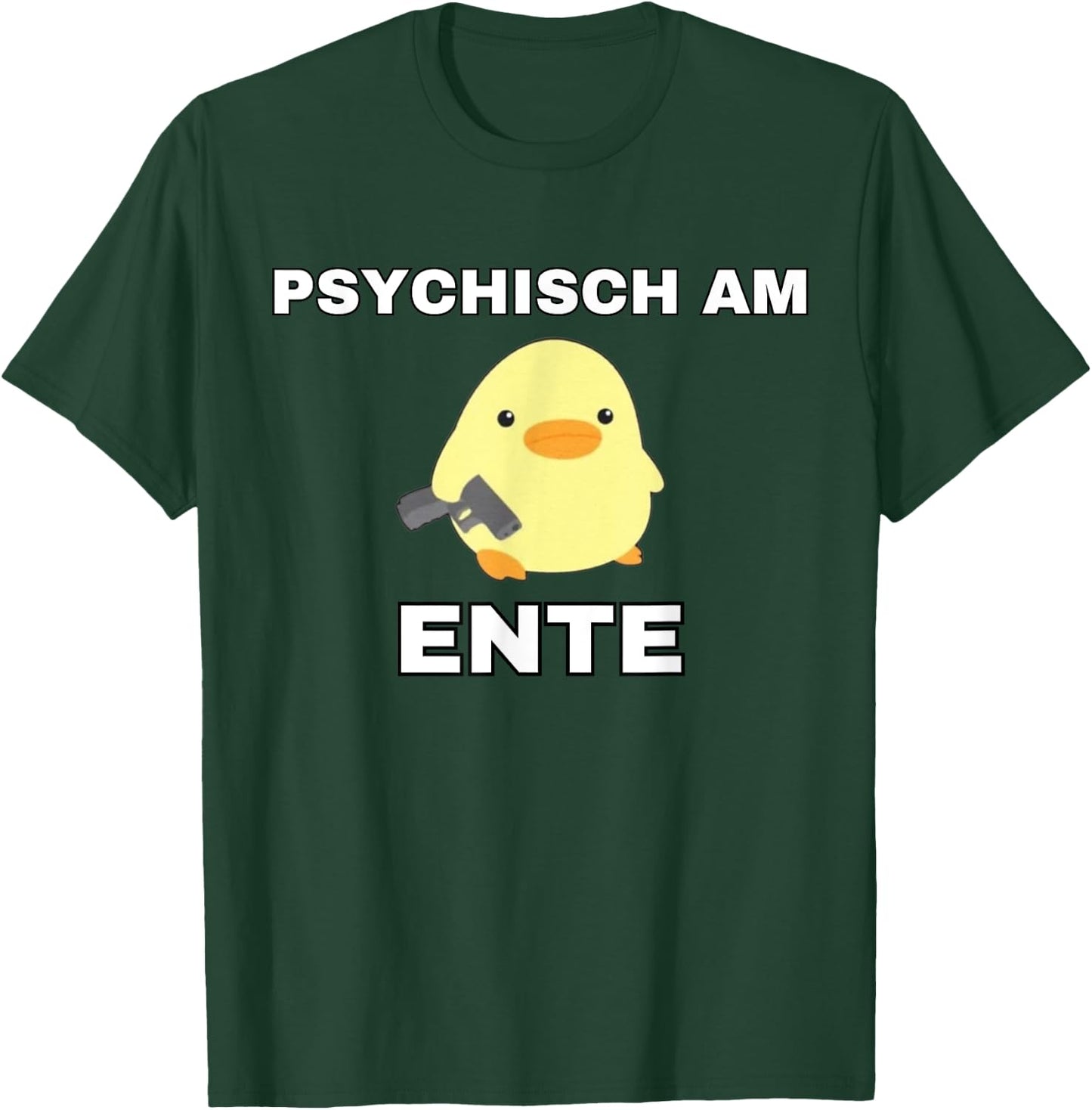 Lustige Geschenke versaute Geschenke - Psychisch am Ente - Funny Black Adult Cartoon Duck with V-Neck Small EU T-Shirt - T-Shirt | Forest