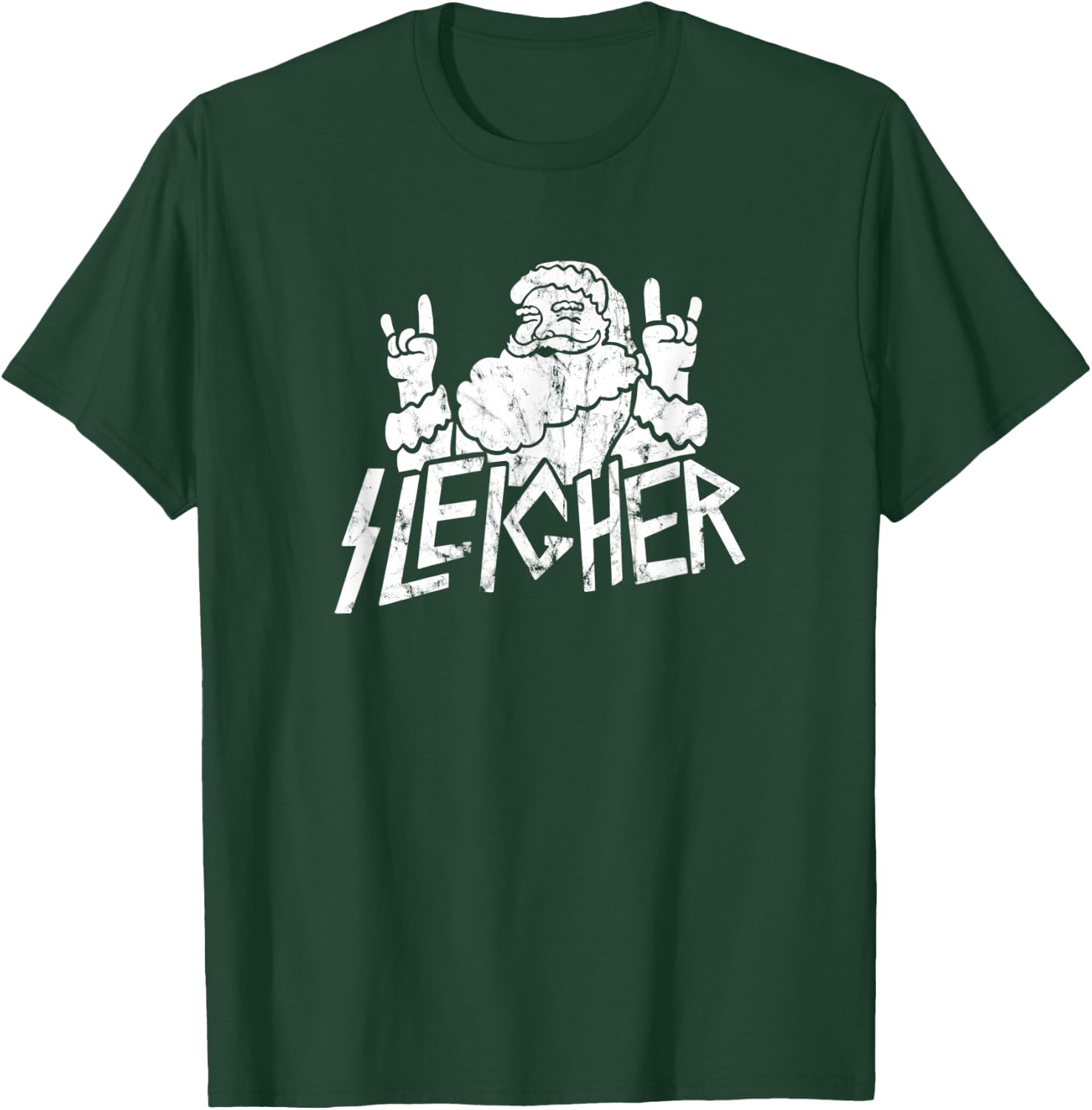 Santa Sleigher Funny Christmas for Metalheads Vintage T-Shirt - T-Shirt | Forest