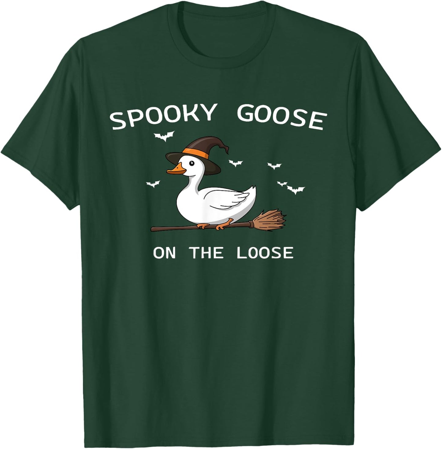 Spooky Goose on the Loose Halloween Goose Witch Goose Lover T-Shirt - T-Shirt | Forest