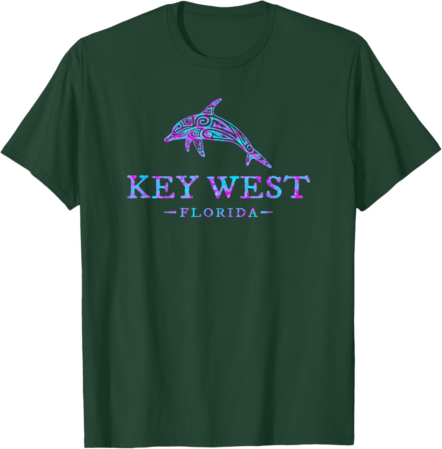 Key West Florida Colorful Dolphin Girls Boys T-Shirt - T-Shirt | Forest
