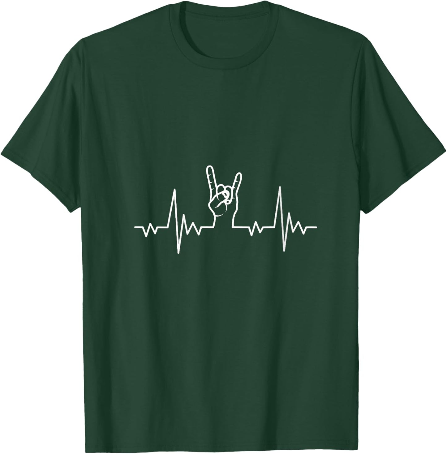 Heavy Metal Heartbeat Rock & Roll Hand Horns Rock Band V-Neck T-Shirt - T-Shirt | Forest