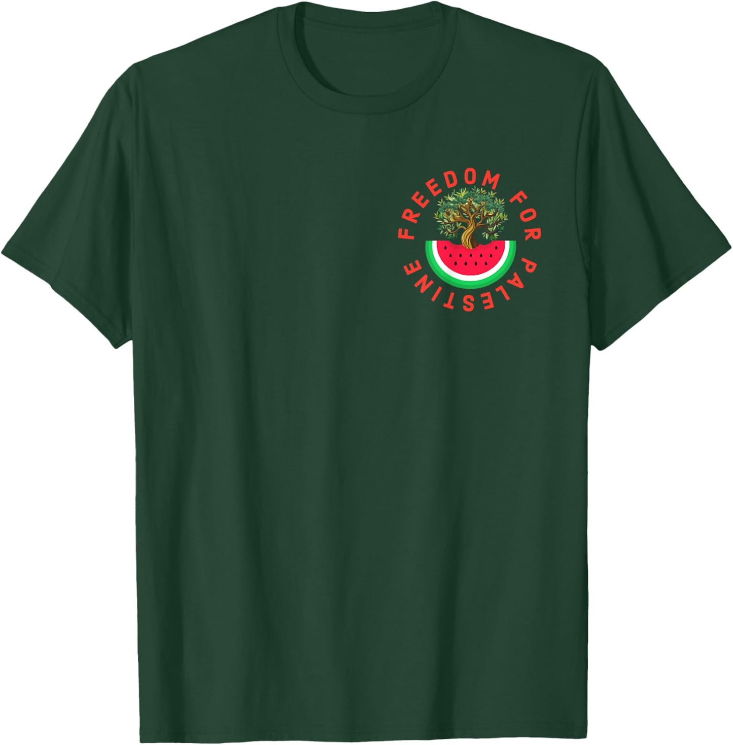 Palestine Watermelon Palestinian Olive Freedom for Palestine , Black, S T-Shirt - T-Shirt | Forest