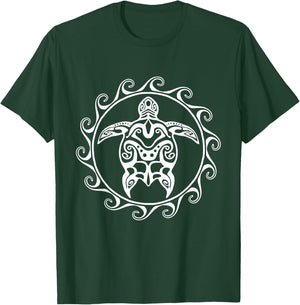 Tribal Polynesian Maori Sun Sea Turtle Island T-Shirt - T-Shirt | Forest