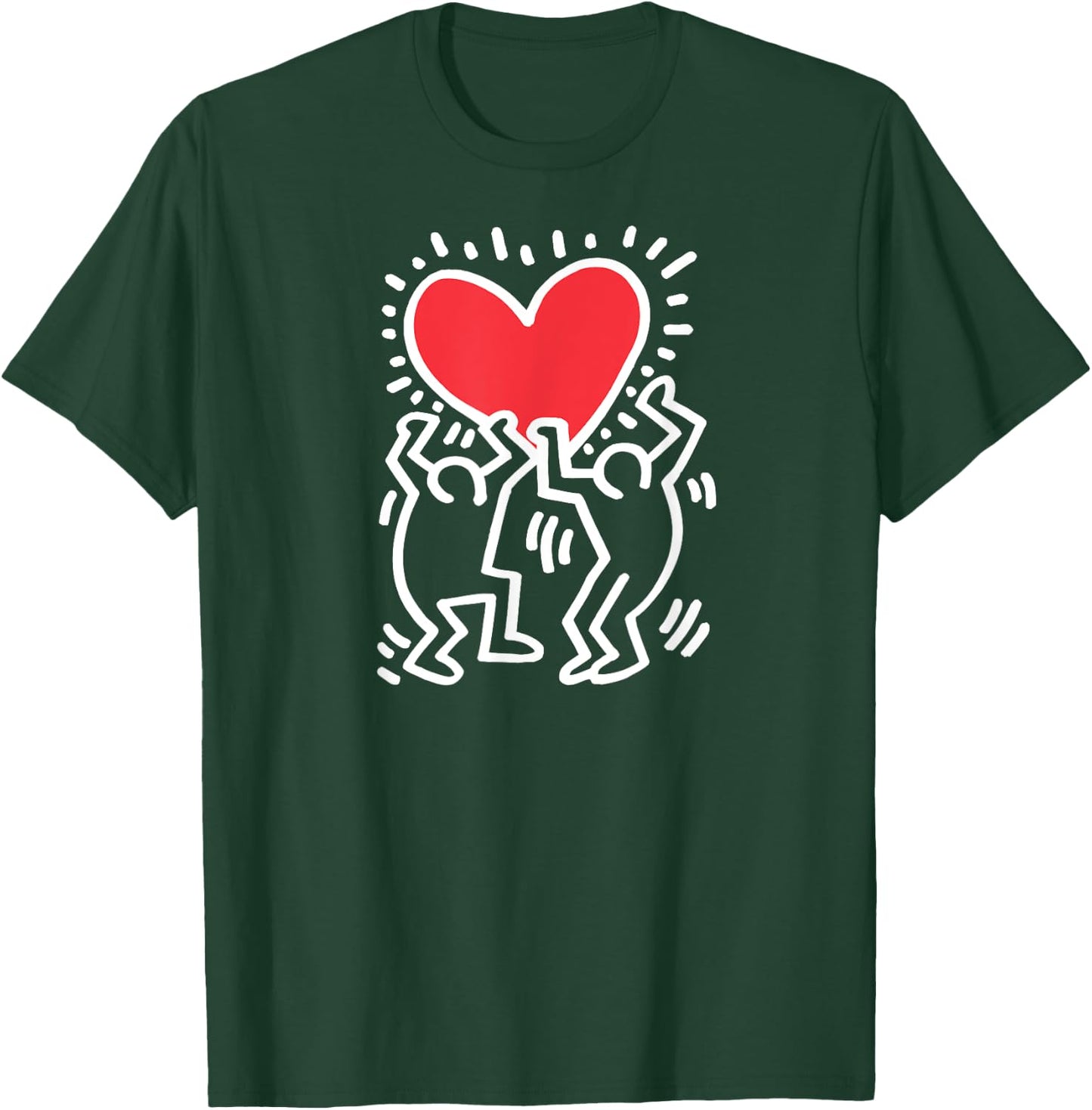 Keith Haring Dancing Heart Artwork , black T-Shirt - T-Shirt | Forest