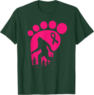 Bigfoot Pink Ribbon Breast Cancer Awareness Cool Sasquatch T-Shirt - T-Shirt | Forest