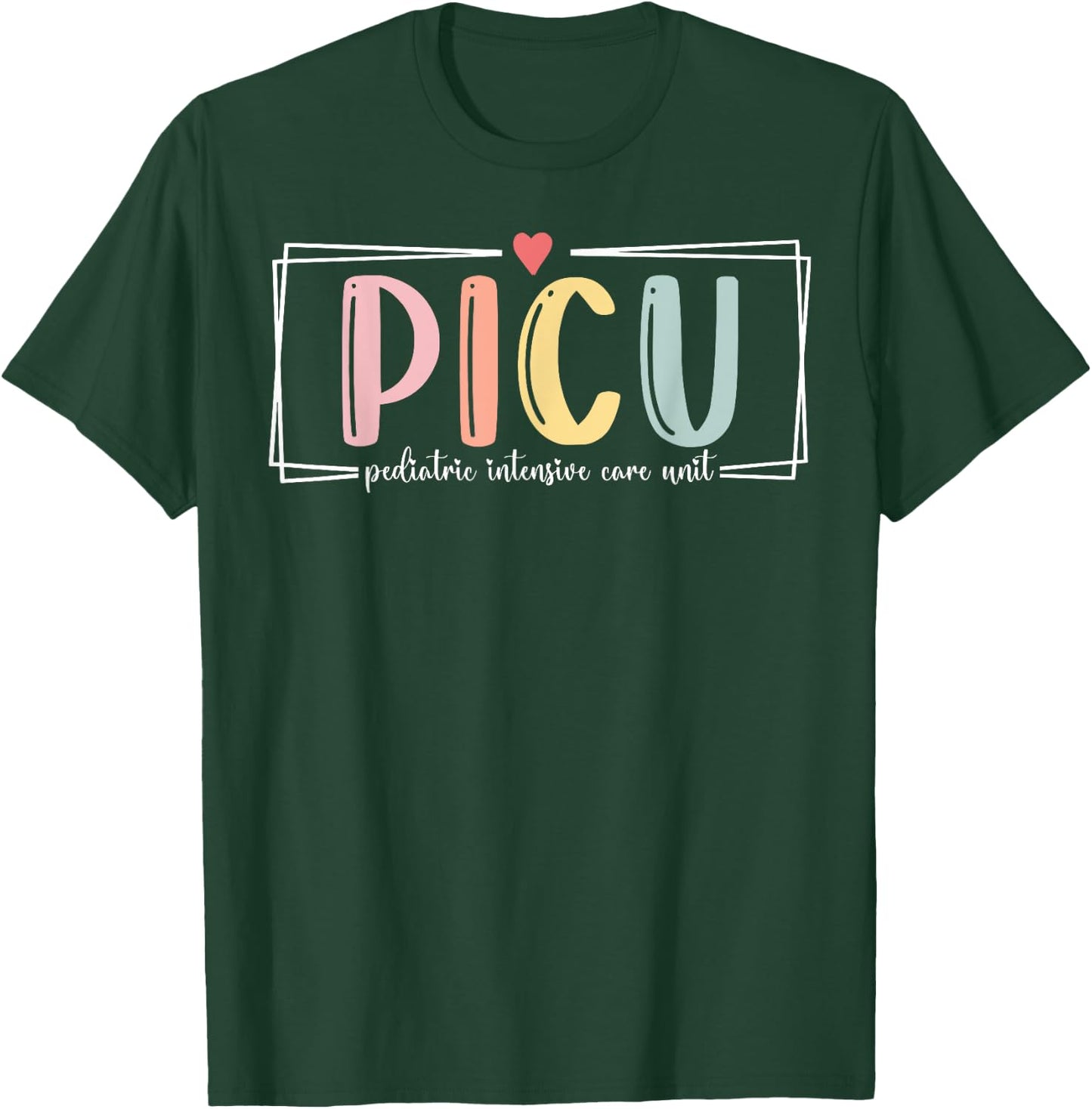 Retro PICU Pediatric Intensive Care Unit RN Nursing Grad T-Shirt - T-Shirt | Forest