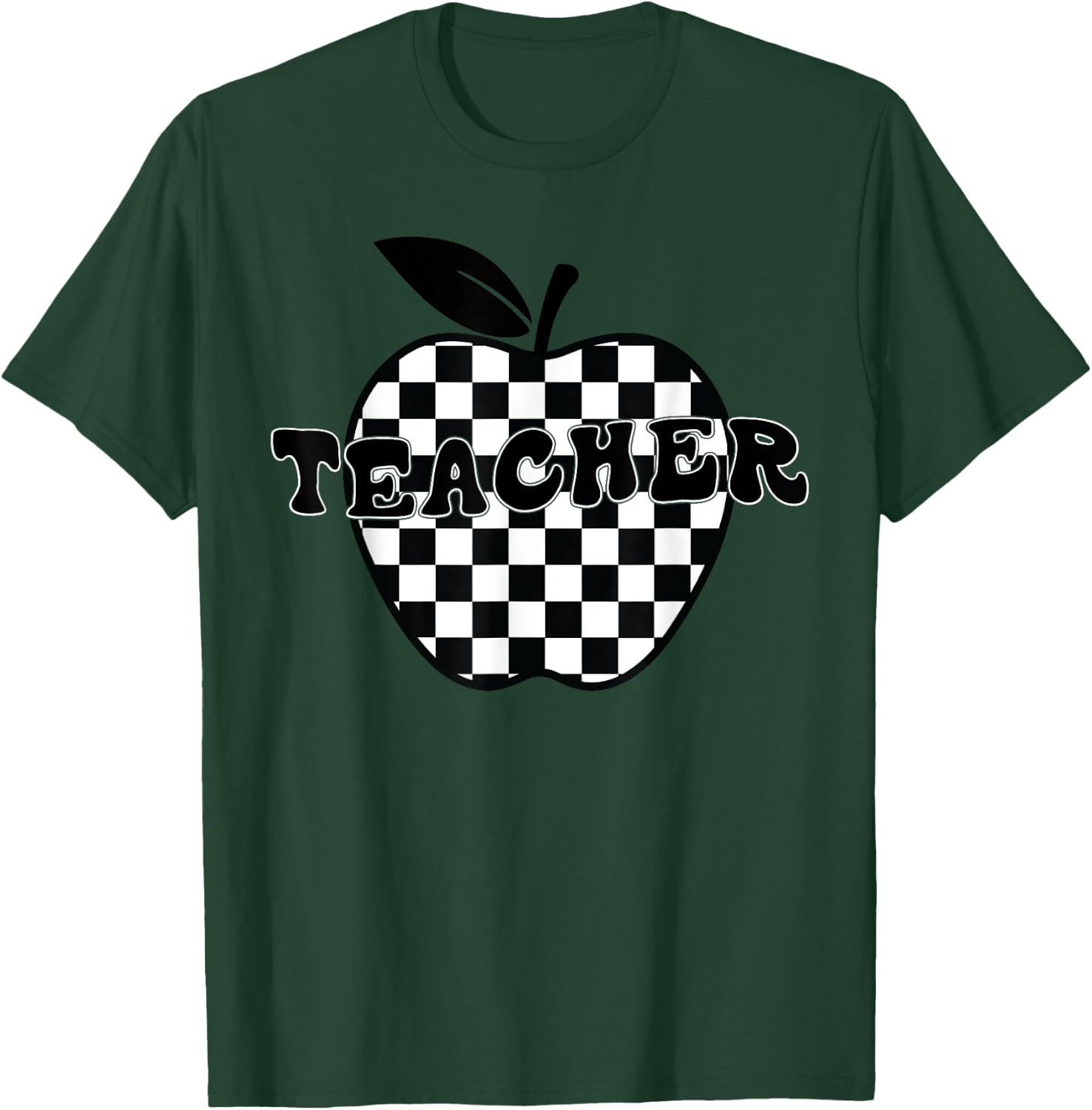 Back To School Checkered Apple Teacher Checkerboard teacher T-Shirt - T-Shirt | Forest