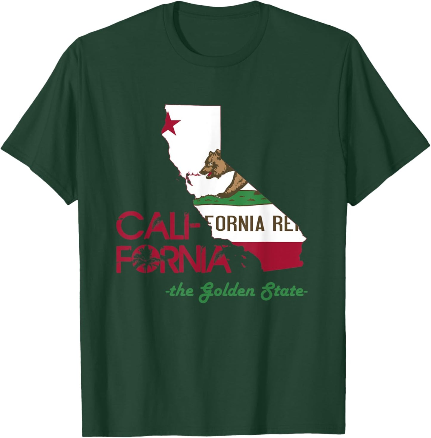 California State Flag Map T Shirt The Golden State T-Shirt - T-Shirt | Forest