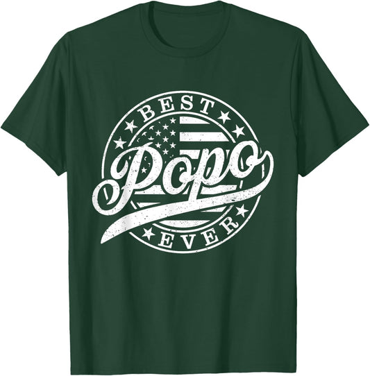 Best Popo Ever American US Flag Funny Grandpa Father's Day T-Shirt - T-Shirt | Forest