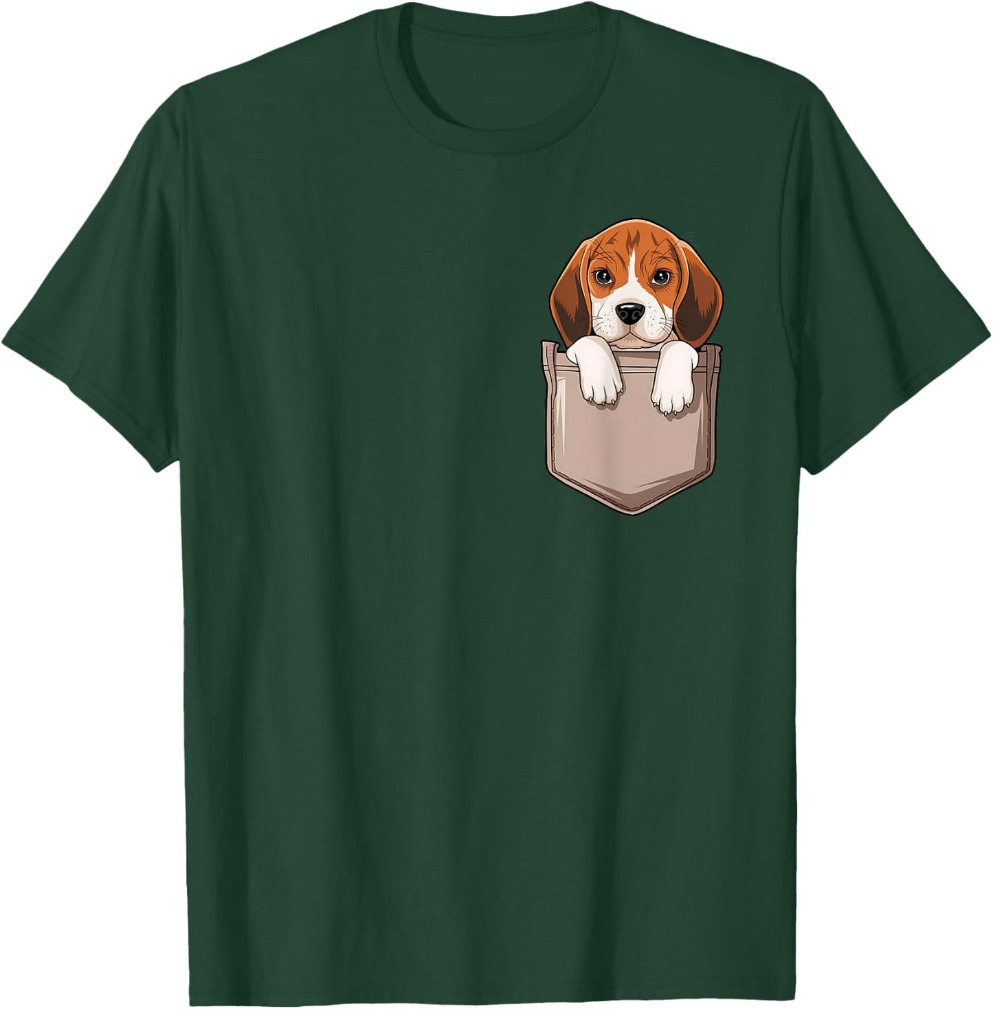 Beagle Dog In The Pocket Cute Pocket Beagle Face Pet Lover Women Kids T-Shirt - T-Shirt | Forest