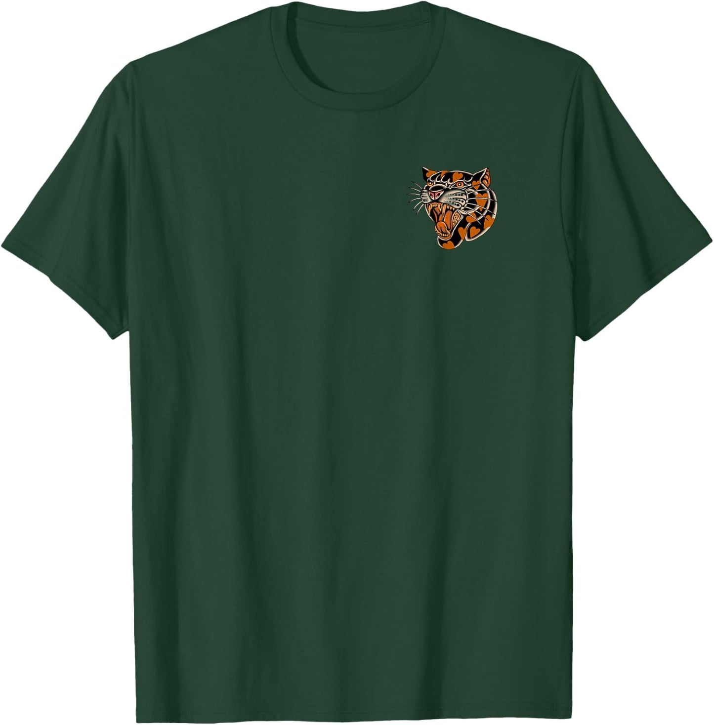 Tiger Flash Tattoo Supply Co American Traditional Panther with Hearts Old School T-Shirt - T-Shirt | Forest
