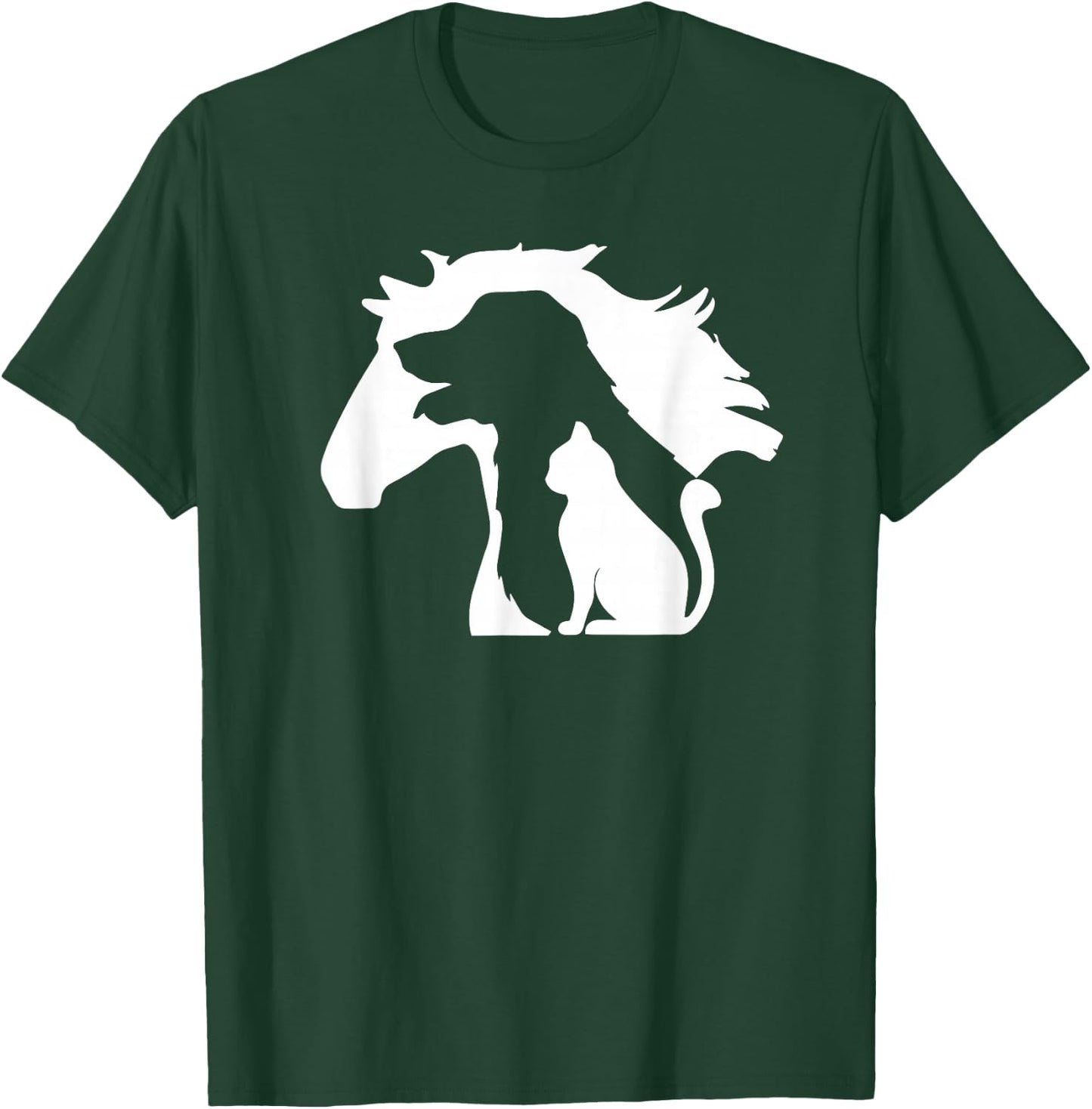 Pferd Hund & Katze, minimalistische Kunst, abstrakte Silhouette Overlay T-Shirt - T-Shirt | Forest