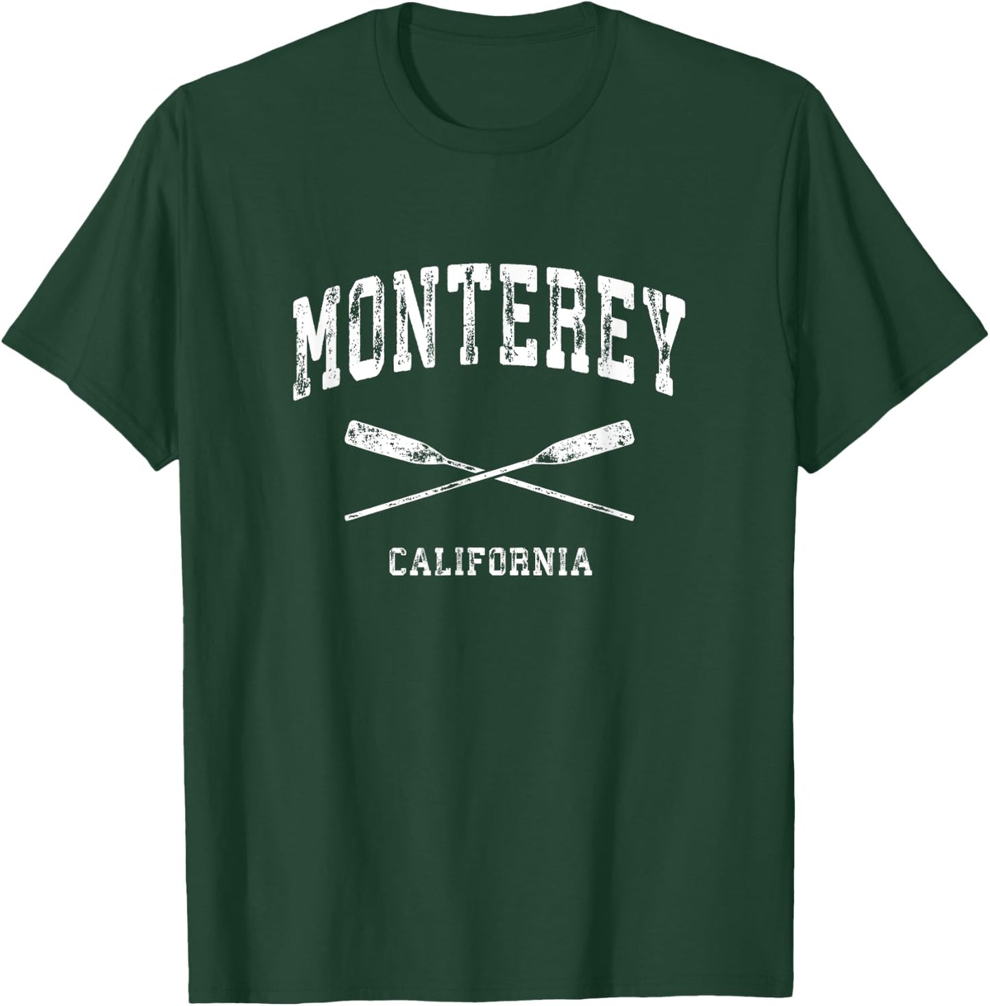 Monterey California Vintage Nautical Crossed Oars T-Shirt - T-Shirt | Forest