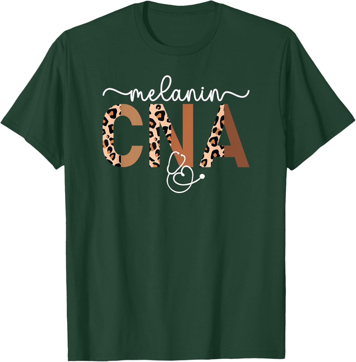 Melanin CNA Leopard Black Certified Nursing Assistant T-Shirt - T-Shirt | Forest